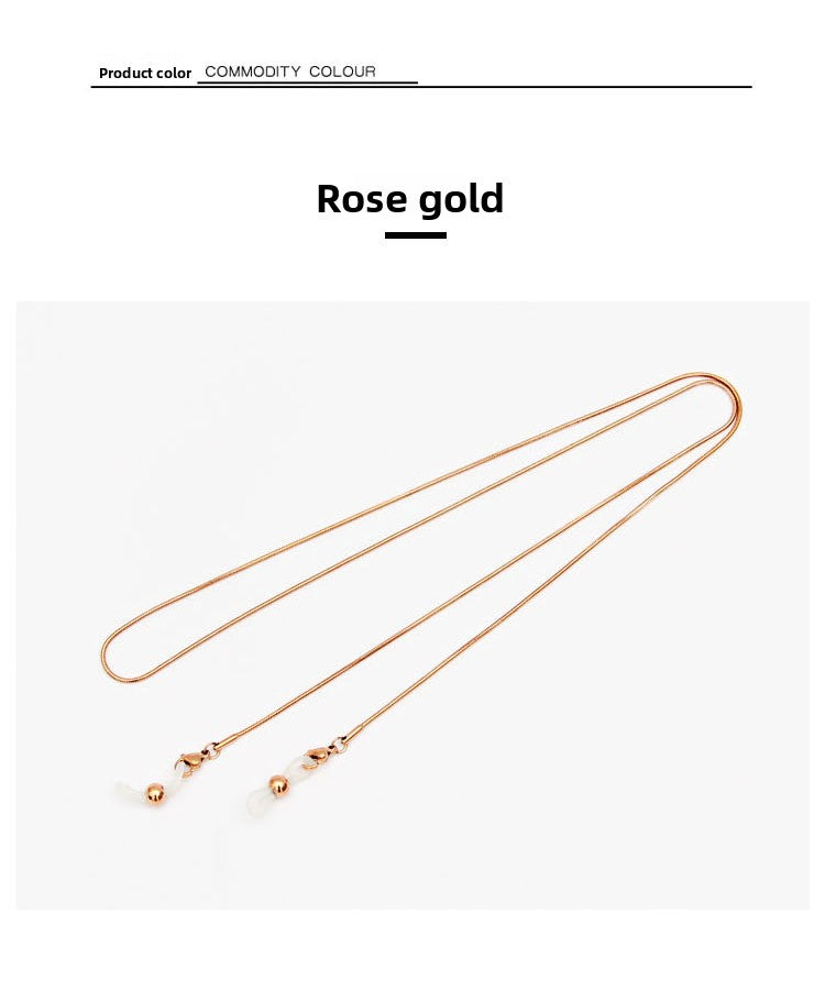 Celebrity Style Snake Chain Stainless Steel Non-Fading Mask Chain Titanium Steel Glasses Chain Women's Neck Hanging Men's Mask Rope Hanging Chain High-End Safety Protection