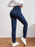 Hot-Selling Lamb Wool Polka Dot Print High-Waisted Slim Fit Warm Women's Leggings Winter New Tight-Fitting