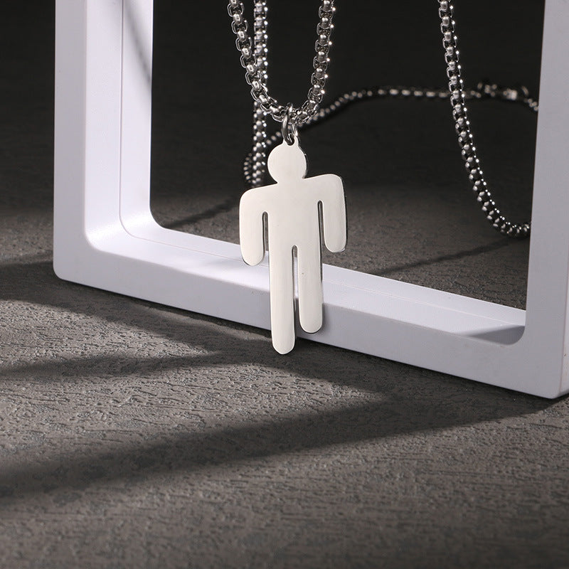 Celebrity Style Hip-Hop Fashion Billie Trendy Titanium Steel Pendant Necklace for Men and Women, Same Style as Influencers