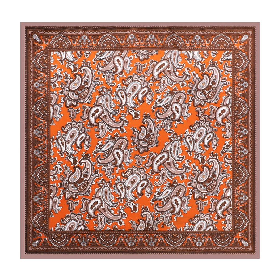 Same Style as Stars2025New Paisley Small Cashew Deformed Insect Satin70Silk Scarf Scarf Headscarf Fashion Design Small Water Drop Square Scarf Decoration Matching Headscarf