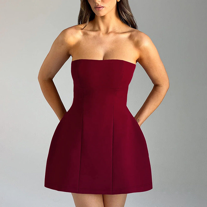 JY24070Sexy Strapless Waist-Cinching A New Style Elegant Women's Short Dress