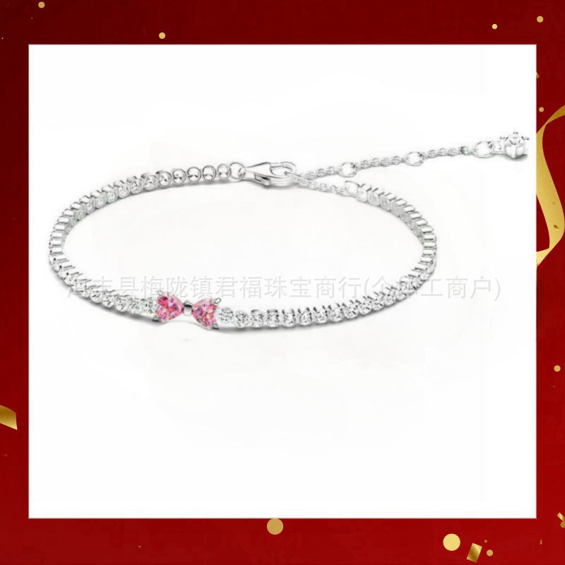 Panjia Silver Plated Hot Selling Product Bow Necklace Ear Stud Ring Bracelet4Set Gift Set Women's All-Matching