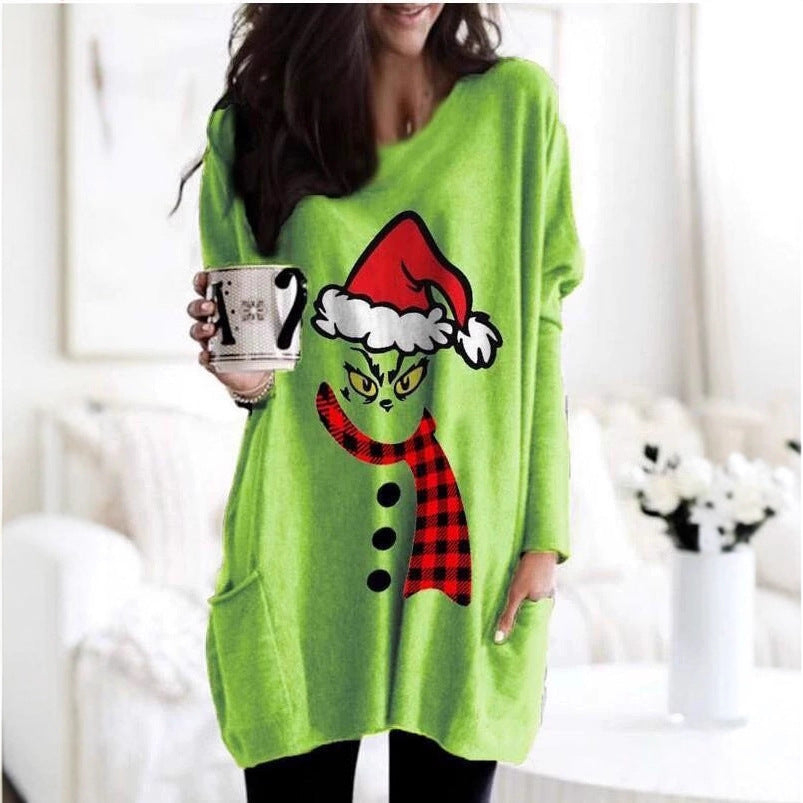 2025Christmas Green Furry Monster GrinchChristmas3D Printed Long Sweatshirt
