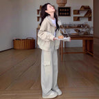 High-End Casual Sports Suit for Women, Autumn and Winter, Petite Workwear Style, Sweatshirt and Sweatpants Two-Piece Set, Early Autumn Complete Set