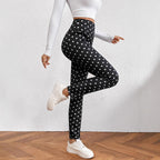 Hot-Selling Lamb Wool Polka Dot Print High-Waisted Slim Fit Warm Women's Leggings Winter New Tight-Fitting