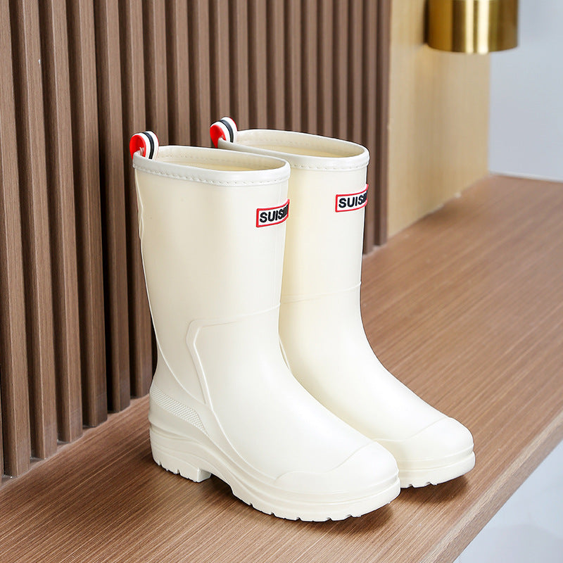 Long Tube Rain Boots for Women, Fashionable Cuffed Outdoor Lightweight Waterproof Shoes, Soft and Durable Rubber Boots for Japan Airlines Foreign Trade