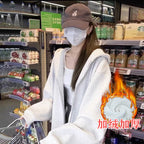 Early Autumn Women's Sweatshirt Jacket2025Spring and Autumn New Style Hooded Loose Casual Cardigan Thin Sports Fleece Top