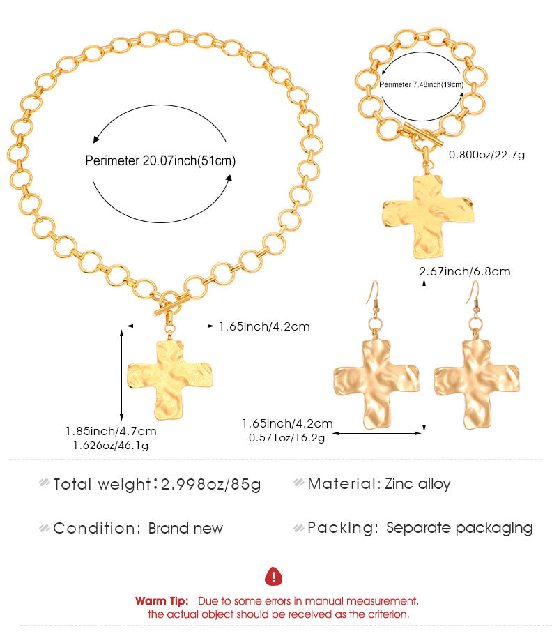 Celebrity Style Decorative Chain Jewelry Personalized Cross Alloy Pendant Necklace  Minimalist Style Clip Simple Internet Celebrity Collarbone Chain for Women