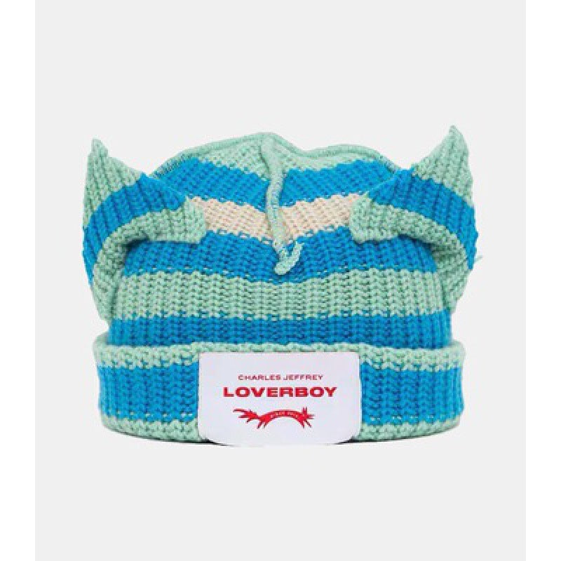 Winter Hat for Women Korean Style Knitted Cat Ear Hip-Hop Beanie Personalized Letter Warm Pullover Hat Internet Celebrity Same Style
