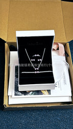 Panjia Silver Plated Hot Selling Product Bow Necklace Ear Stud Ring Bracelet4Set Gift Set Women's All-Matching