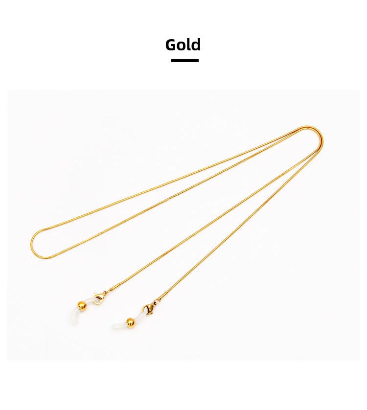 Celebrity Style Snake Chain Stainless Steel Non-Fading Mask Chain Titanium Steel Glasses Chain Women's Neck Hanging Men's Mask Rope Hanging Chain High-End Safety Protection