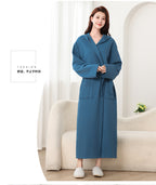 Autumn Winter Long Hooded Bathrobe Hotel Men Women Bathrobe Pajamas Homewear Long Sleeve Cross-Border Amazon One Piece Dropshipping