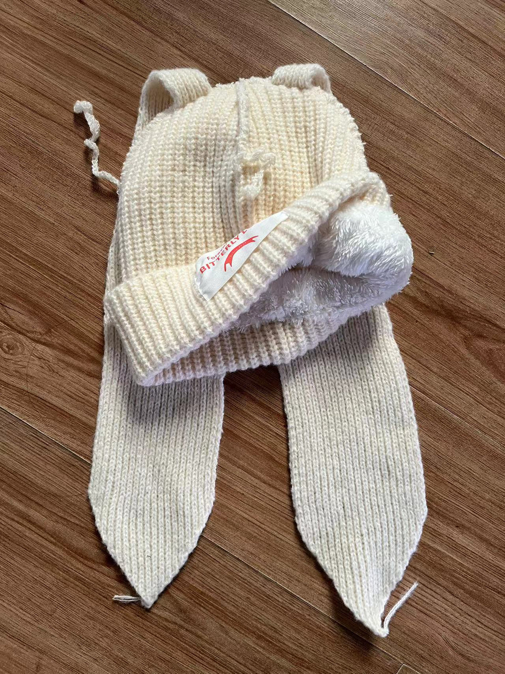 Korean Style Sweet Cute Cat Ear Knitted Hat for Women, Autumn and Winter Warm Ear Protection with Letter Patch, Versatile Knit Hat