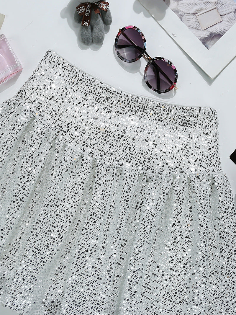 "bad idea right?" Silver Mini Skirt - 90s Disco Sequin