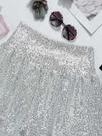 "bad idea right?" Silver Mini Skirt - 90s Disco Sequin