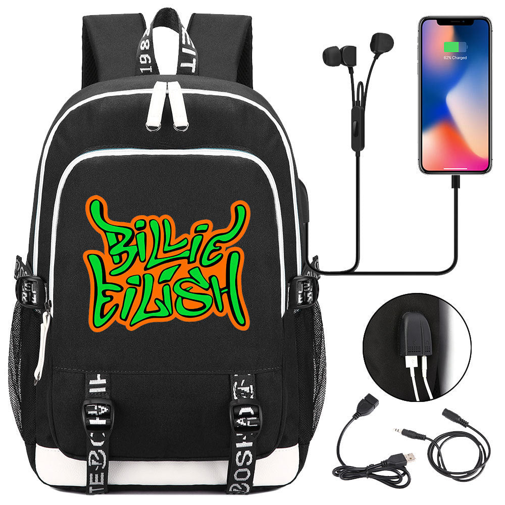 Celebrity Style Trend Billie Teenage Primary and Secondary School Students Schoolbag USB Men's and Women's Casual Backpack