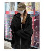 Early Autumn Women's Sweatshirt Jacket2025Spring and Autumn New Style Hooded Loose Casual Cardigan Thin Sports Fleece Top