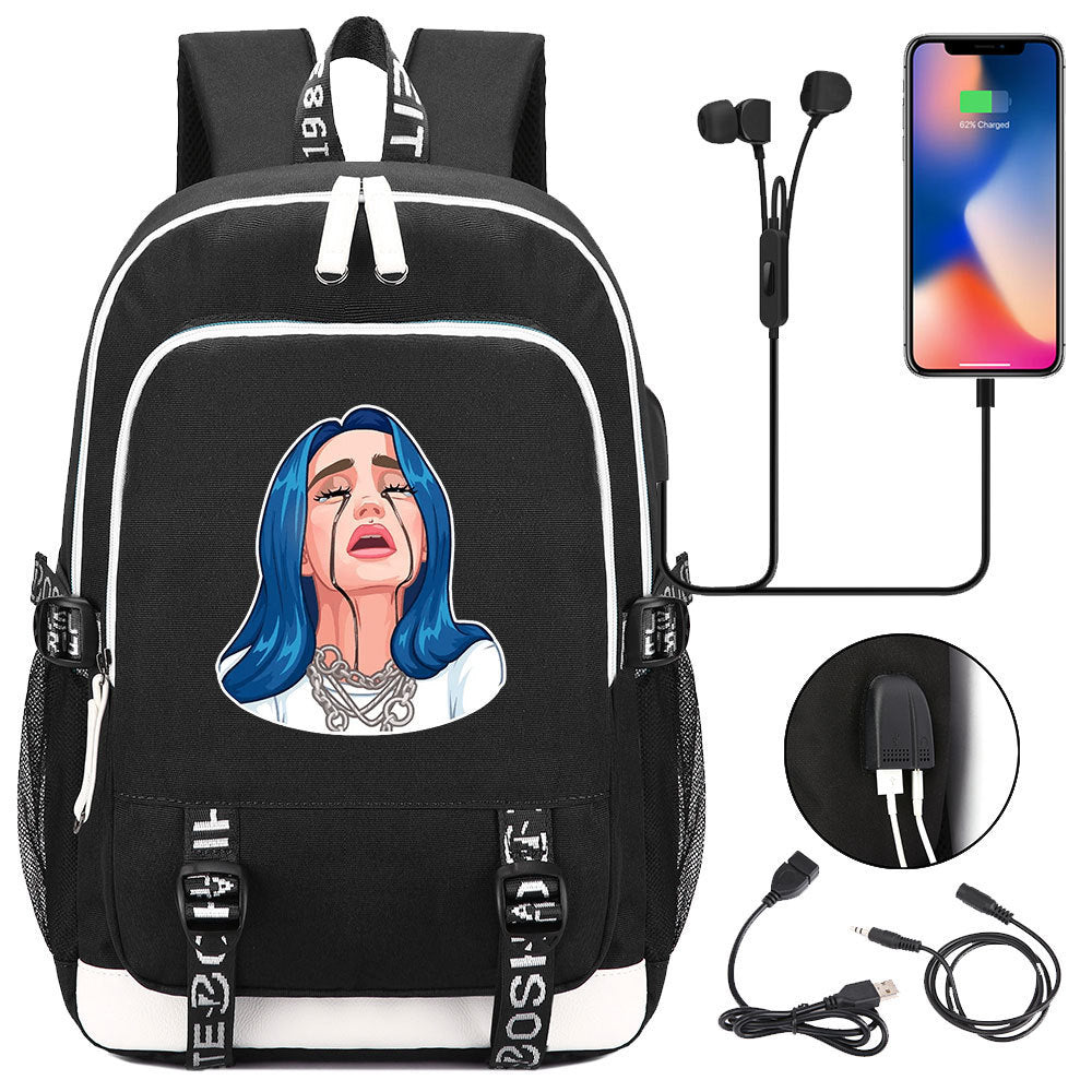 Celebrity Style Trend Billie Teenage Primary and Secondary School Students Schoolbag USB Men's and Women's Casual Backpack