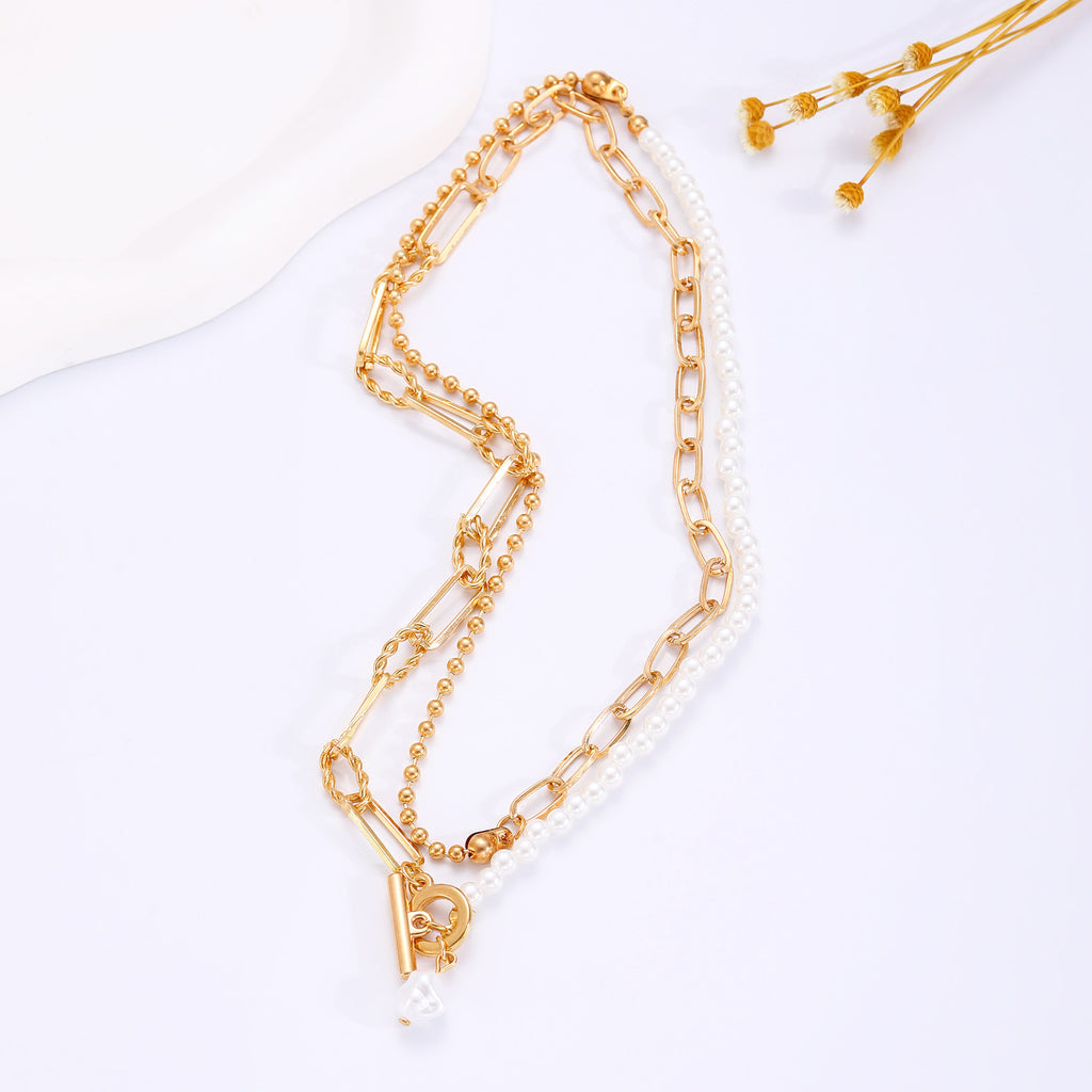 Celebrity Style Jewelry Niche Design Hot Girl Imitation Pearl Tassel Heart Cross Butterfly Versatile Necklace for Women