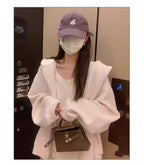 Early Autumn Women's Sweatshirt Jacket2025Spring and Autumn New Style Hooded Loose Casual Cardigan Thin Sports Fleece Top