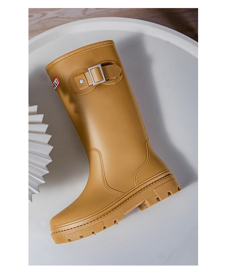 Star Custom Fashion Korean Style Women's High Tube Rain Boots Non-Slip Waterproof Wear-Resistant Long Tube Water Boots Adult Rubber Shoes