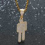 Celebrity Style Necklace Billie Crooked Head Pendant Full Zircon Hip-Hop Necklace