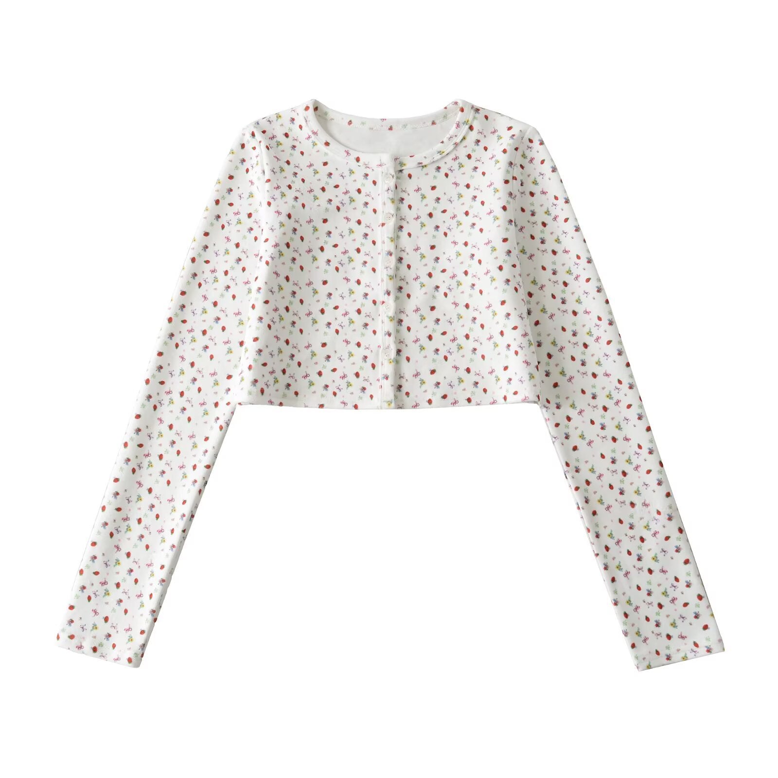 2025Autumn New Sexy Hot Girl Outfit Floral Fleece Sexy Cardigan Slim Fit Slimming Jacket