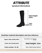 Over-the-Knee Khaki Slouch Boots High Tube Riding Boots Women's Shoes New Autumn Winter Pleated Slimming Long Boots