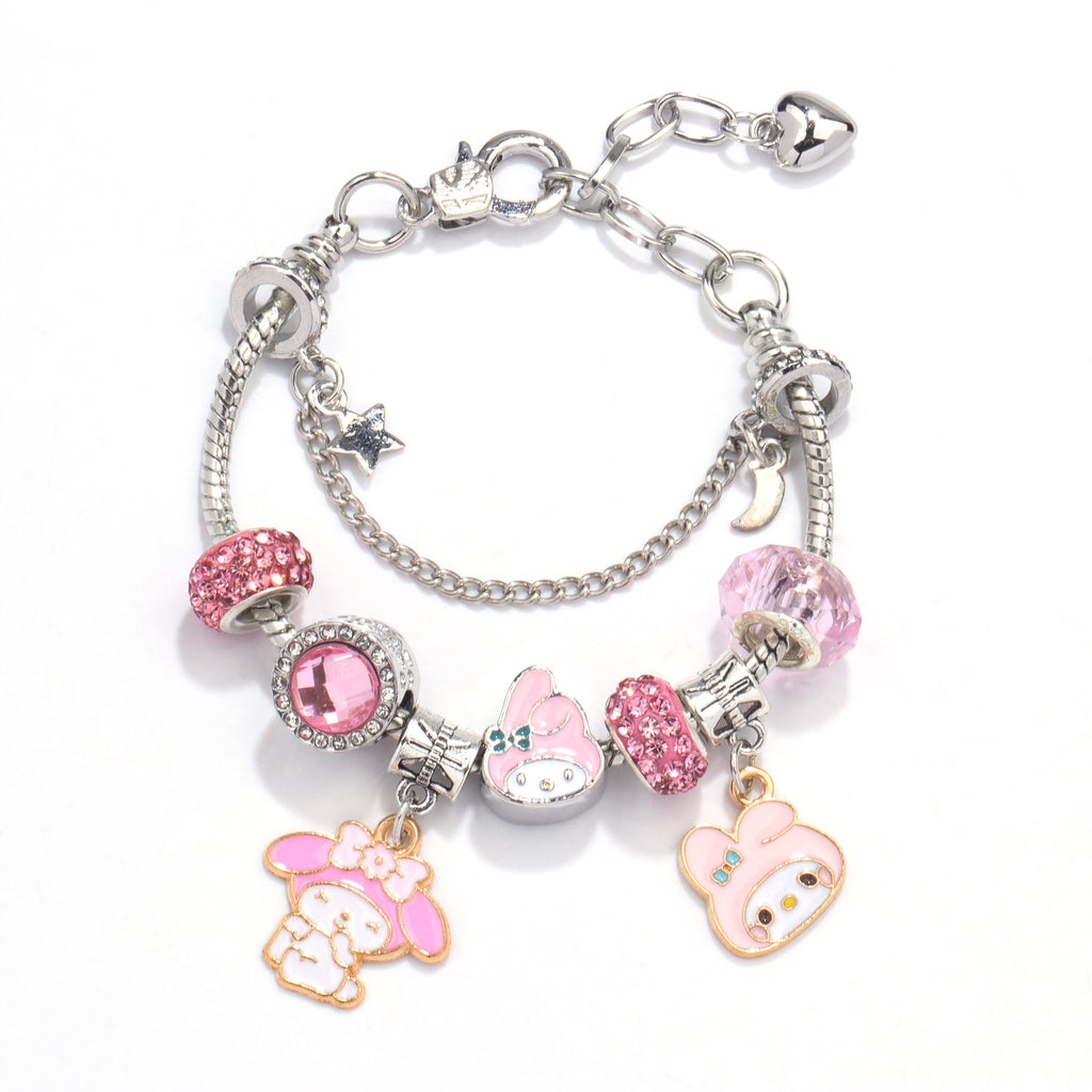 Hot Selling Sanrio Beaded Bracelet Cartoon Kuromi Labubu Beaded Bracelet Women's Accessories