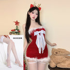 Halloween Atmosphere Bowknot Shawl Set Sexy Lingerie Christmas Uniform Sexy Internet Celebrity Streamer Battle Robe