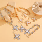 Celebrity Style Decorative Chain Jewelry Personalized Cross Alloy Pendant Necklace  Minimalist Style Clip Simple Internet Celebrity Collarbone Chain for Women