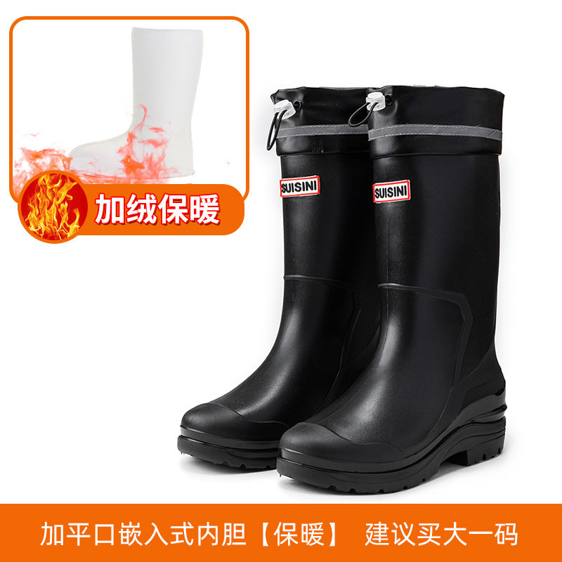 Long Tube Rain Boots for Women, Fashionable Cuffed Outdoor Lightweight Waterproof Shoes, Soft and Durable Rubber Boots for Japan Airlines Foreign Trade