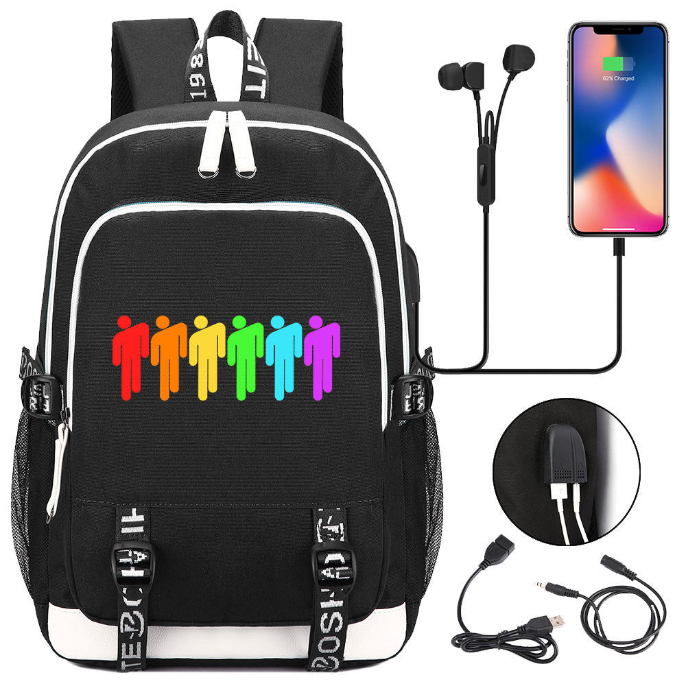 Celebrity Style Trend Billie Teenage Primary and Secondary School Students Schoolbag USB Men's and Women's Casual Backpack