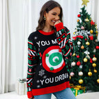 2025Autumn and Winter New Christmas Sticky Ball Sweater Women's Christmas Long Sleeve Knitted Sweater