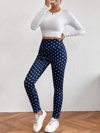 Hot-Selling Lamb Wool Polka Dot Print High-Waisted Slim Fit Warm Women's Leggings Winter New Tight-Fitting