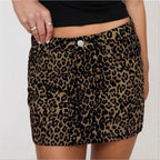 "Bad Idea" Leopard Denim Skirt - Y2K Streetwear