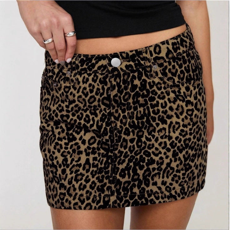 "Bad Idea" Leopard Denim Skirt - Y2K Streetwear