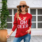 Autumn Winter Women's Christmas Long Sleeve Pullover Sweater European American Knitted Letter Bell Round Neck Holiday Sweater Christmas Limited Edition