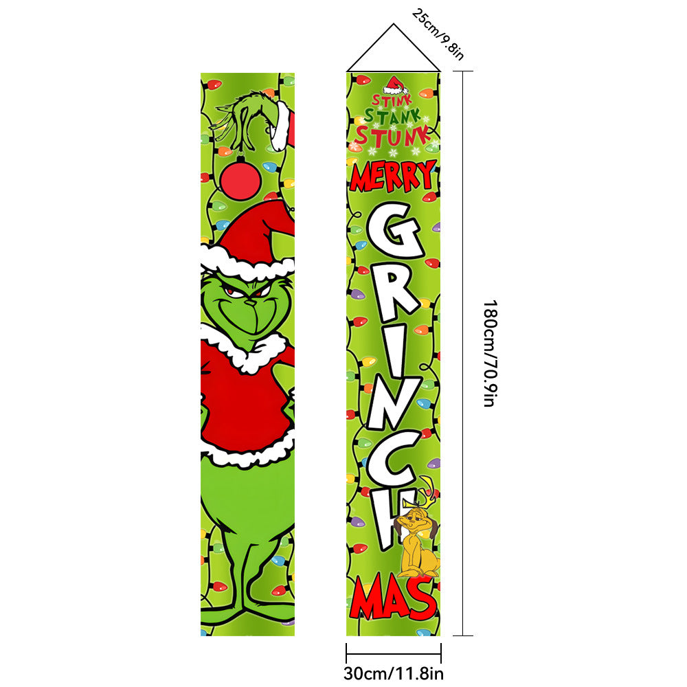 2026New Year Christmas Couplets Santa Claus Soldier Outdoor Decoration Door Curtain Hanging Flag Outdoor European and American