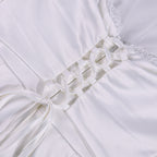 Square Neck Strap Dress Sexy Satin Lace Backless Hip-Mid Skirt Dress