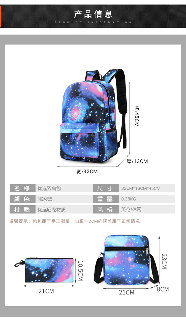 Celebrity Style Trendy European and American Billie Pencil Bag Shoulder Backpack Three-piece School Bag