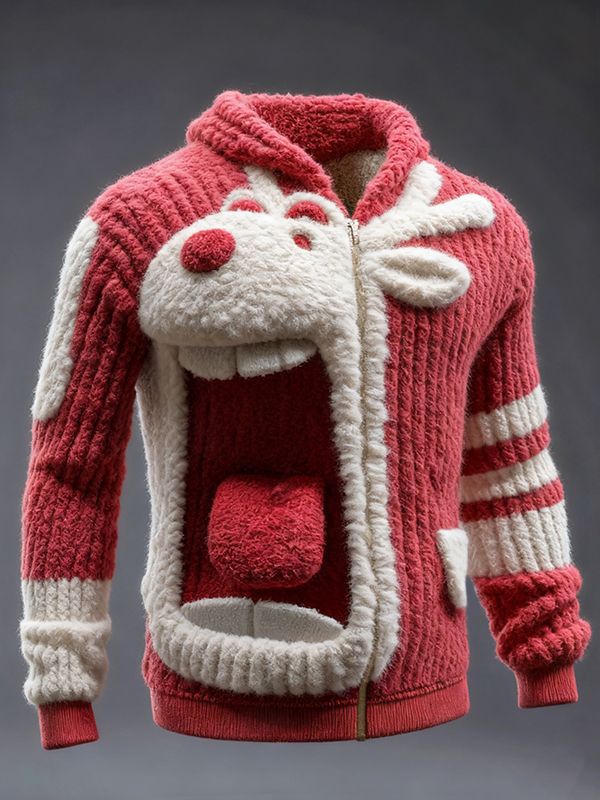 2025Hot Selling  Foreign Trade New Christmas3D Digital Printed Casual Zipper Hooded Jacket