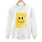 Men's Crew Neck Sweatshirt2024New Spring Autumn Winter Cool Loose Men's Smiley Face Long Sleeve Casual Trendy Jacket