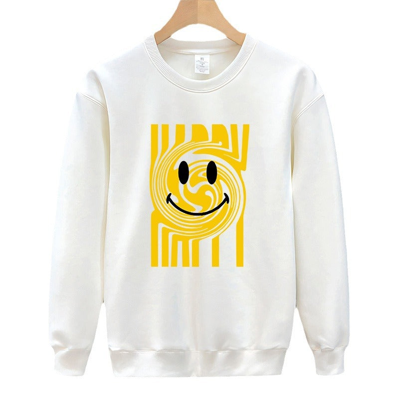 Men's Crew Neck Sweatshirt2024New Spring Autumn Winter Cool Loose Men's Smiley Face Long Sleeve Casual Trendy Jacket