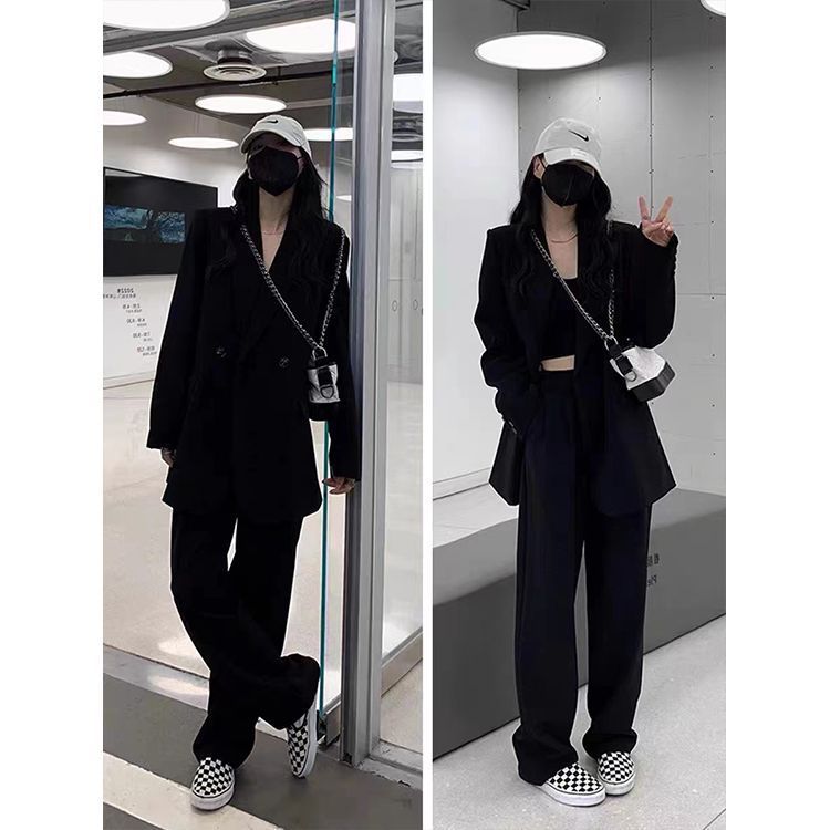 Fashionable Casual High-End Women's Blazer2025New Spring and Autumn Korean Style Loose Slimming Two-Piece Suit Set