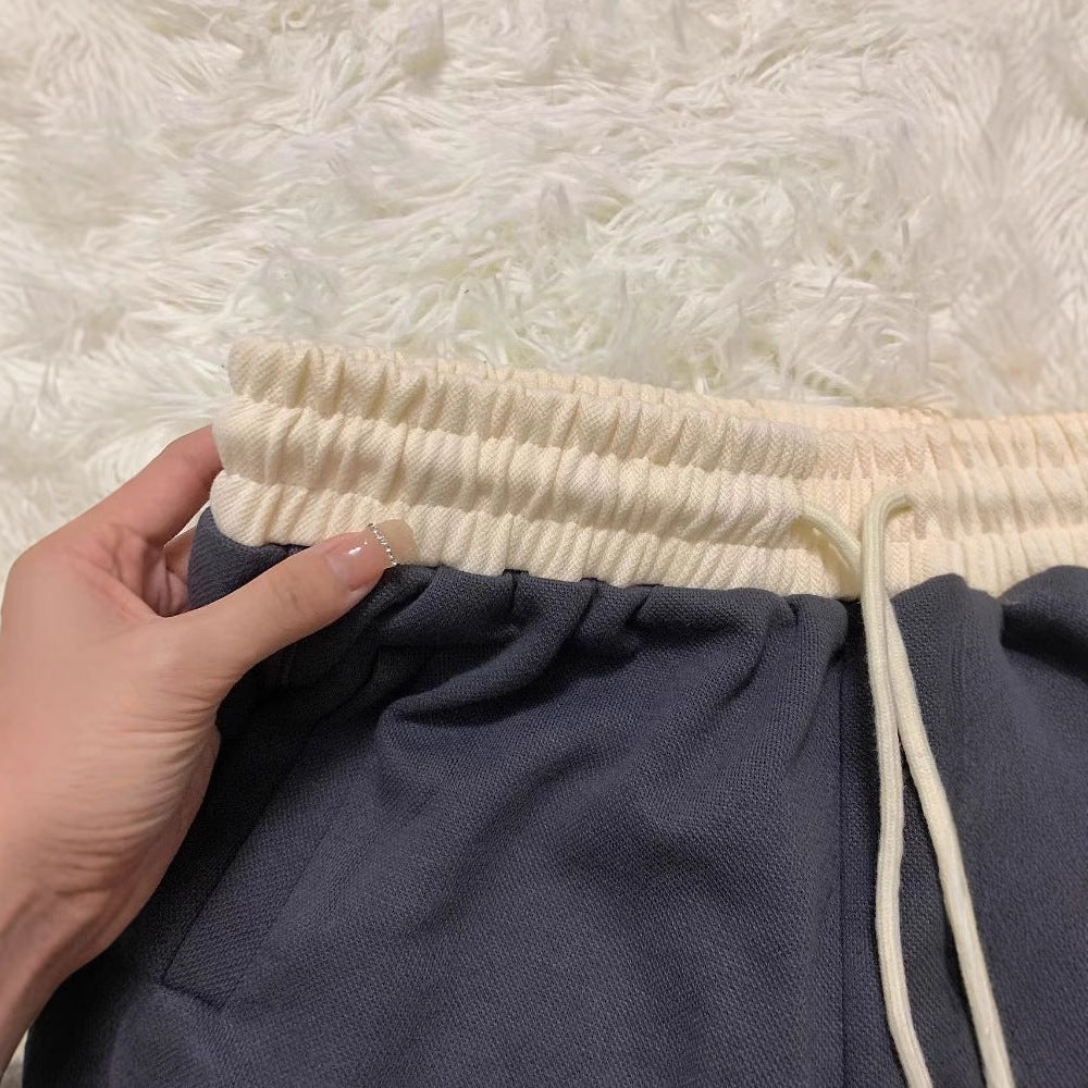 Casual Sports Shorts for Women Summer New Loose Slimming Versatile Hot Pants Color Block Straight Three-Quarter Pants Trendy