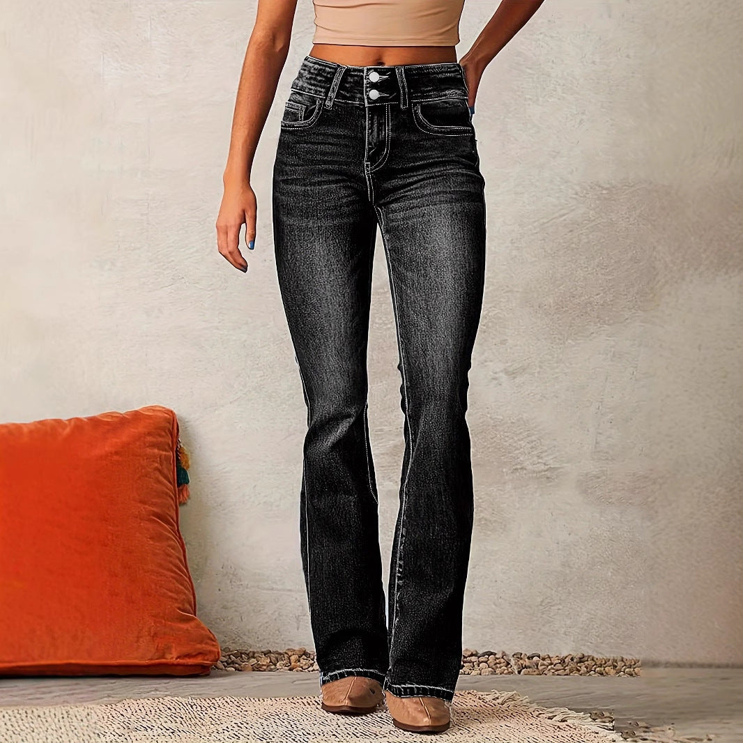 "Main Character" High-Waist Flare Jeans - Vintage Stretch Denim