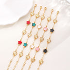 Same Style as Stars2025New Five-leaf Clover Jewelry Set for Women Simple Petal Necklace Five-leaf Flower Bracelet Ring Earrings4Set shipped together for safety