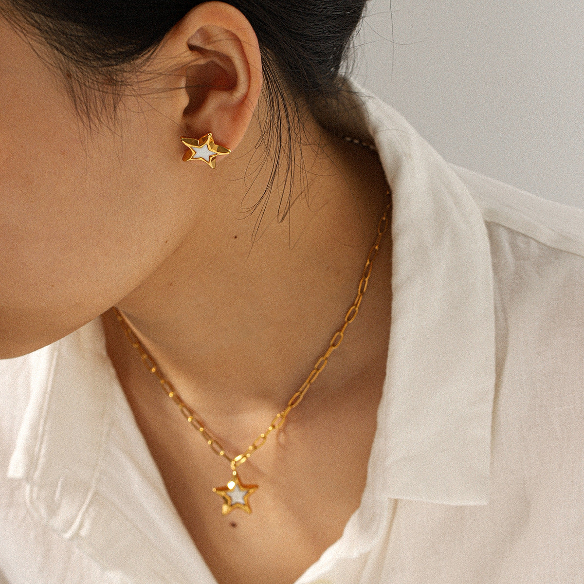 Star Custom Oil Drop Star Earrings Stainless Steel Pentagram Necklace for Women Unique Design Non-Fading Jewelry Versatile