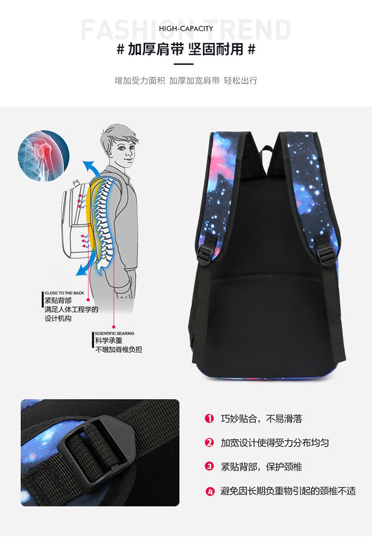 Celebrity Style Trendy European and American Billie Pencil Bag Shoulder Backpack Three-piece School Bag